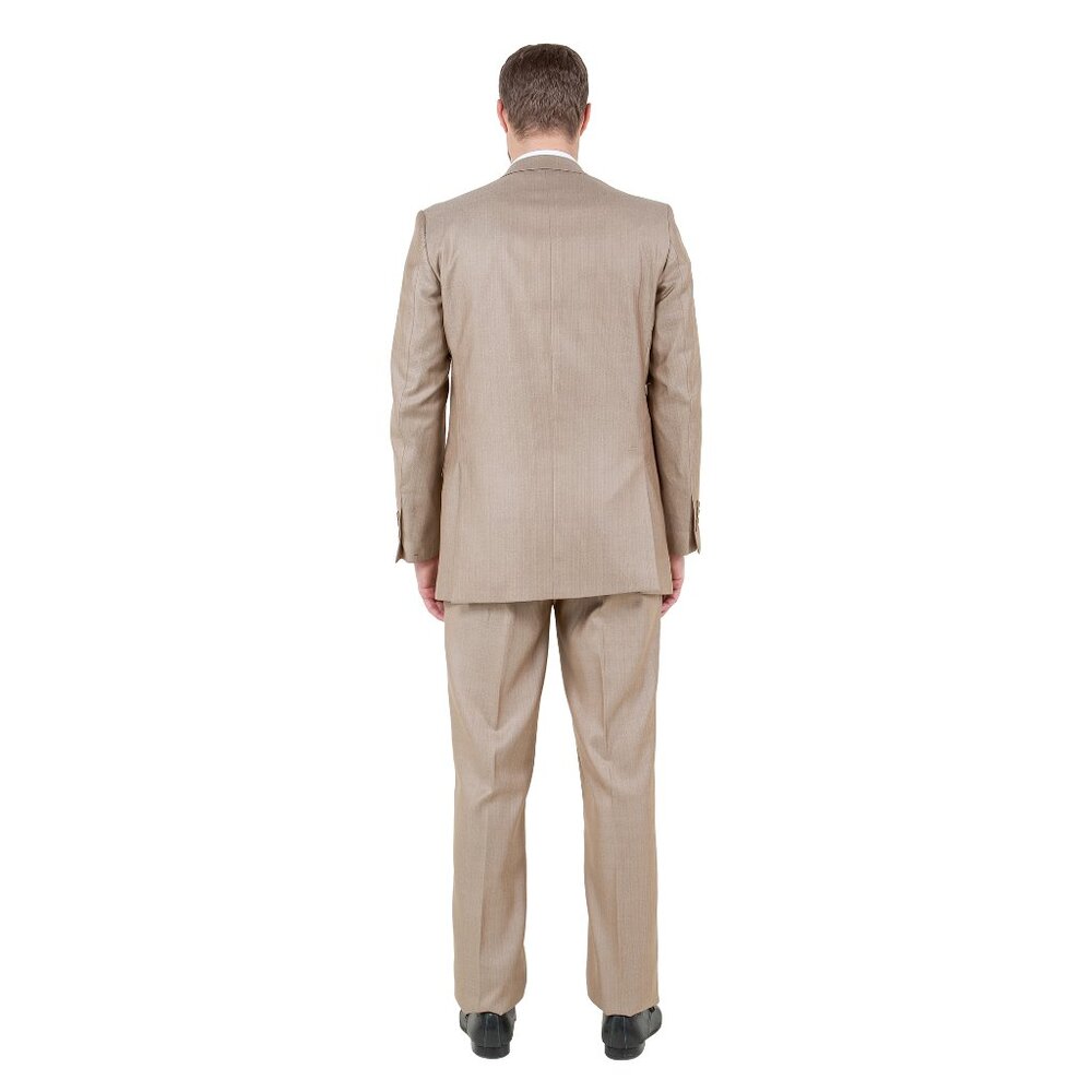 Modern Fit Sharkskin 3pc Men's Suit Set, Ground Stone - Picture 5 of 6